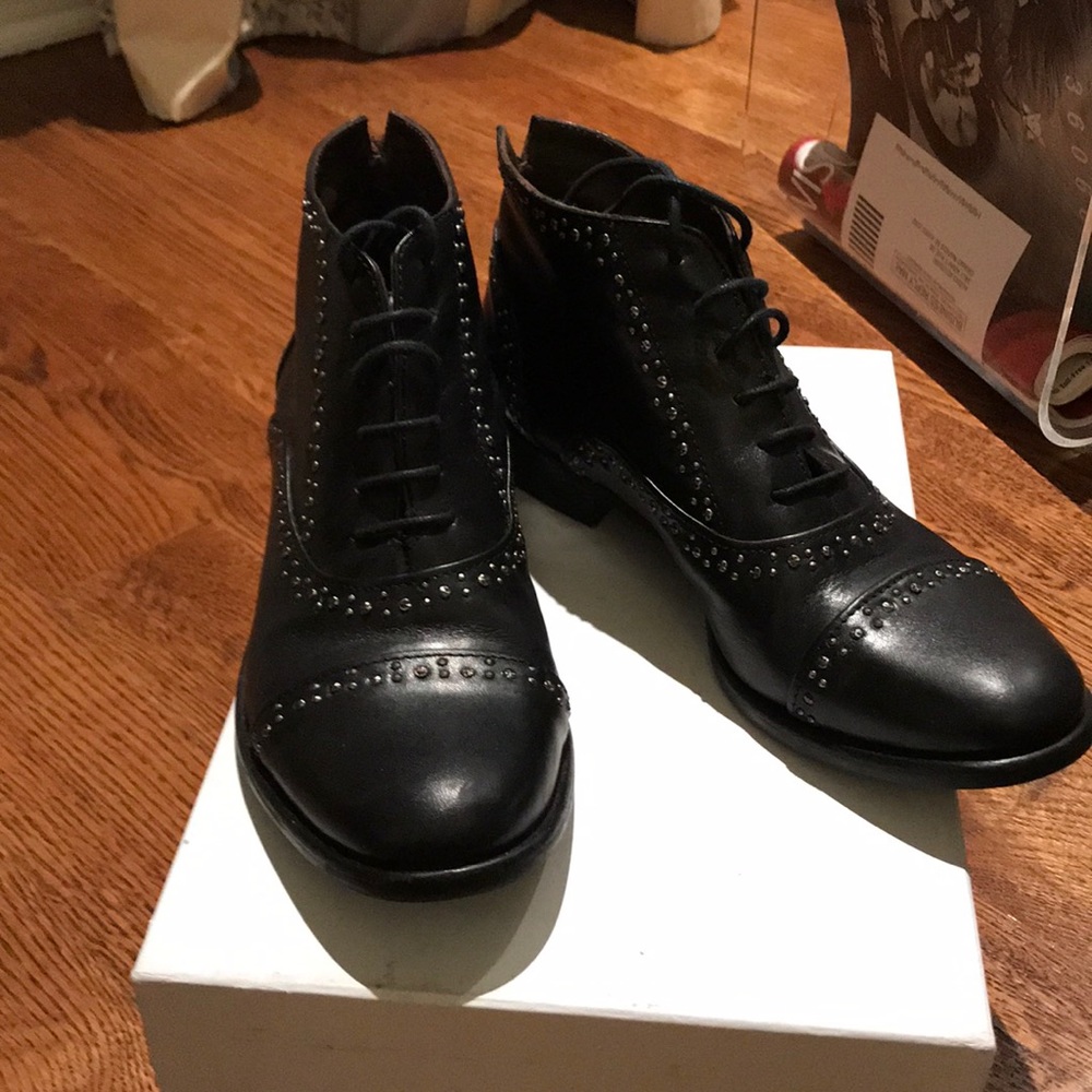 Black studded short booties